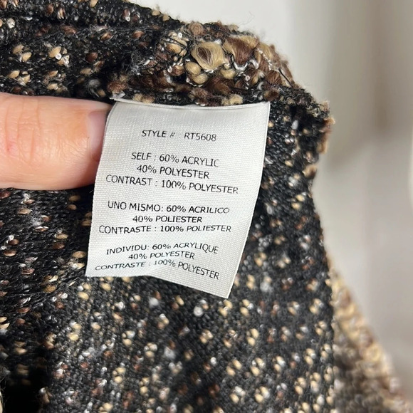 RYU Cowl Neck Dolman Batwing Sleeve Metallic Weave Brown & Tan Boho Knit Sweater - Picture 10 of 12